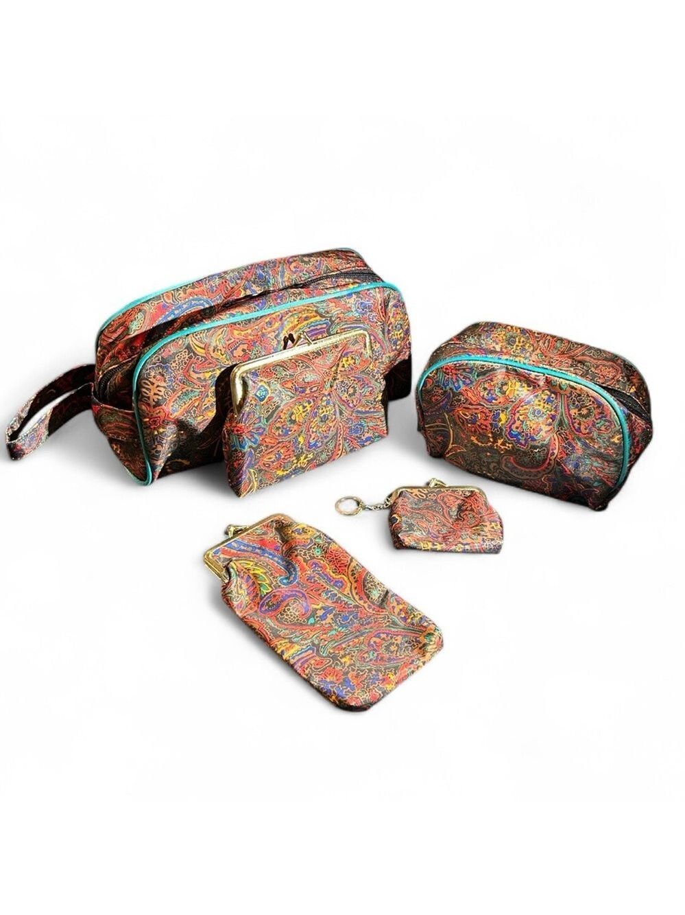 5 Piece Vibrant Paisley Multi Size Cosmetic Cases